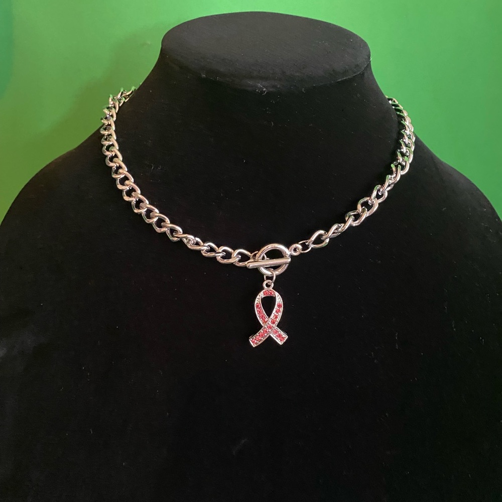 Breast Cancer Ribbon Necklace